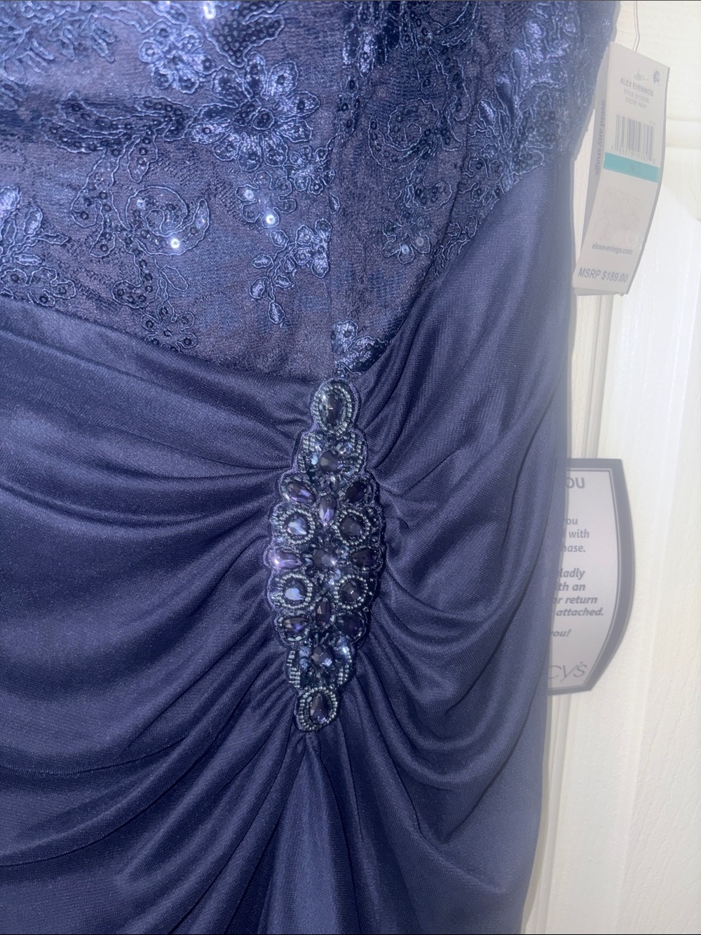 Evening gown Blue Off-Shoulder Evening Dress with Embellished Detail.NWT size 16 - Picture 11 of 12